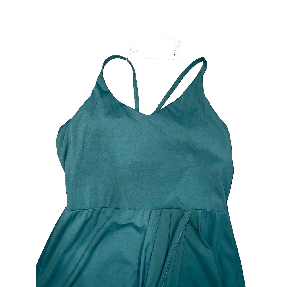 Halara racer back split asymmetrical hem split dress blue spruce XL A006120 - Picture 5 of 10